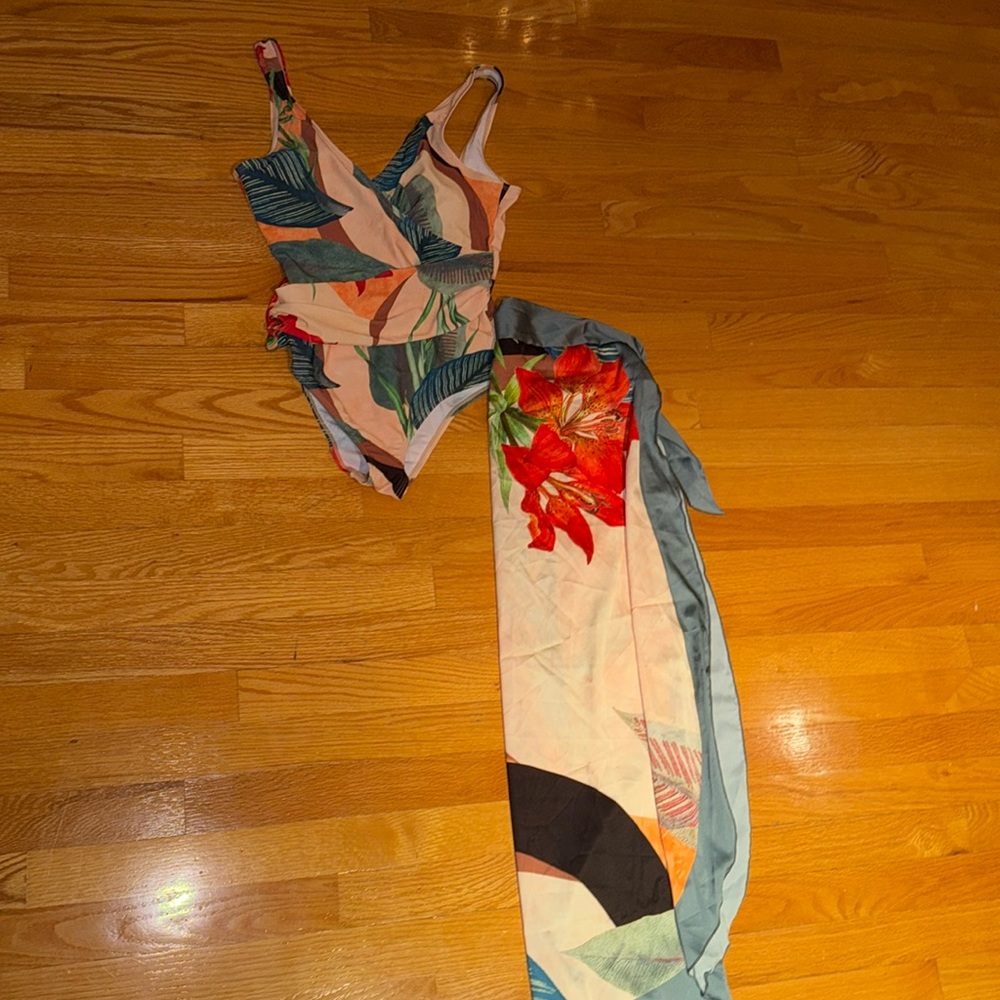 One Piece Bathing Suit & Matching Sarong